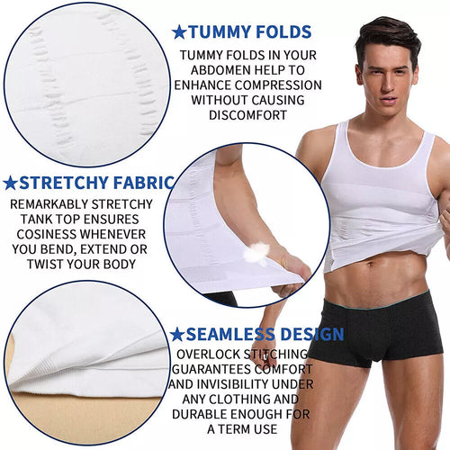 Men Slimming Body Shaper Vest Waist Cincher Shirt Abs Abdomen Shirt Tummy Control Compression Shirts Workout Tank Top