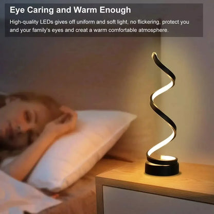 USB Modern Spiral LED 3 Colors Adjustable Light Decorative Table Lamp USB Power Bedroom Bedside Lamp