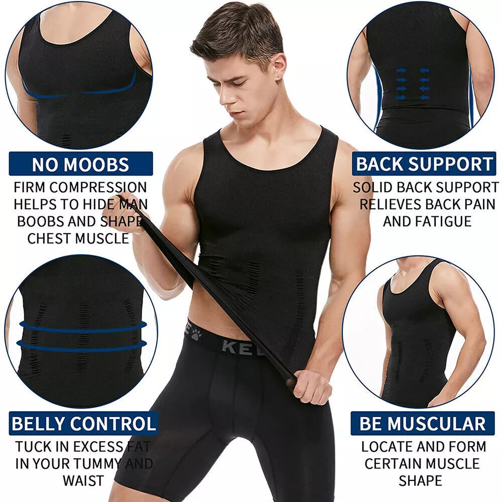 Men Slimming Body Shaper Vest Waist Cincher Shirt Abs Abdomen Shirt Tummy Control Compression Shirts Workout Tank Top