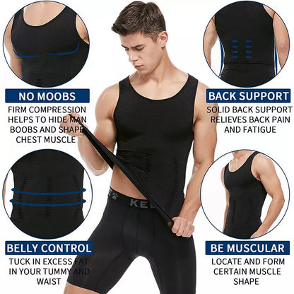 Men Slimming Body Shaper Vest Waist Cincher Shirt Abs Abdomen Shirt Tummy Control Compression Shirts Workout Tank Top