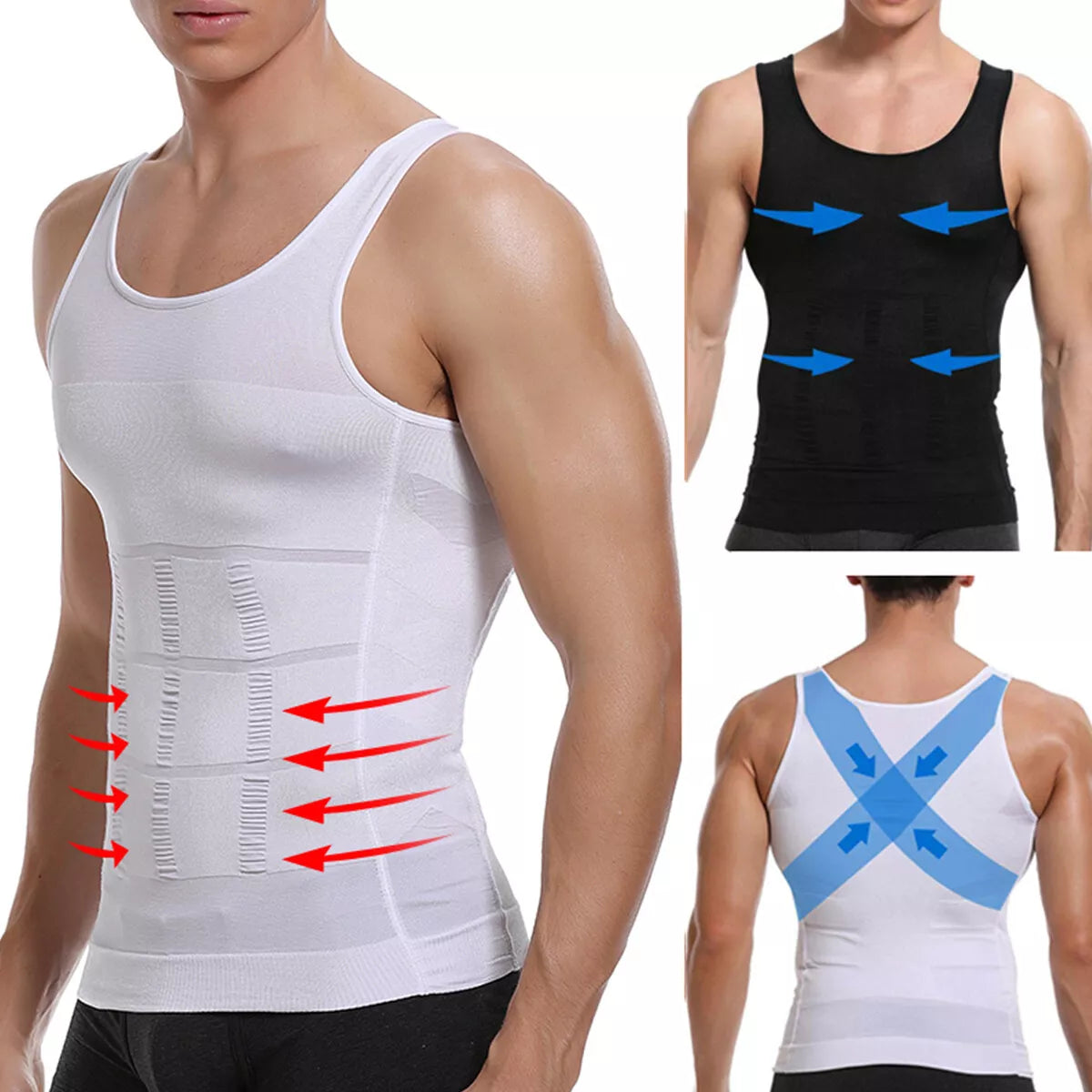 Men Slimming Body Shaper Vest Waist Cincher Shirt Abs Abdomen Shirt Tummy Control Compression Shirts Workout Tank Top