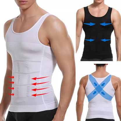 Men Slimming Body Shaper Vest Waist Cincher Shirt Abs Abdomen Shirt Tummy Control Compression Shirts Workout Tank Top