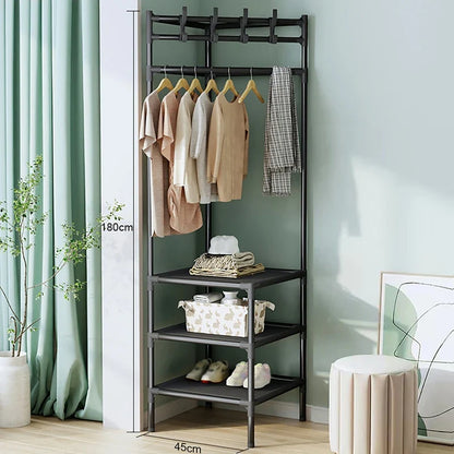 Multifunctional Space Efficient Wardrobe Corner Storage Rack Shelves Shoe Storage Clothes Hanging Organizer 0869