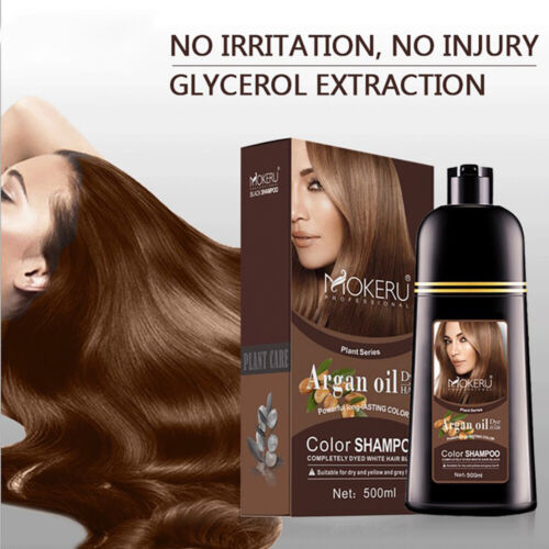 Mokeru Argan Oil Color Hair Dye Shampoo 500ml Brown