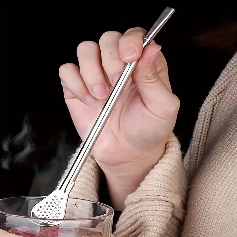 Stainless Steel Spoon Straw 3in1