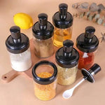 Multipurpose Set Of 6 Rotating Spice Jar With Spoon Set Of 6 And Revolving Spice Rack