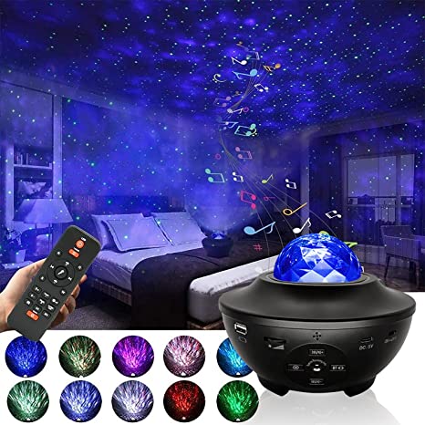 Big Bowl Galaxy Projector Night Light Table Lamp Music Starry Water Wave LED Projector Light Bluetooth Sound-Activated Projector