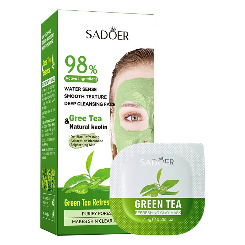 SADOER Green Tea And Natural Kaolin Deep Cleansing Face Green Tea Refreshing Clay Mask