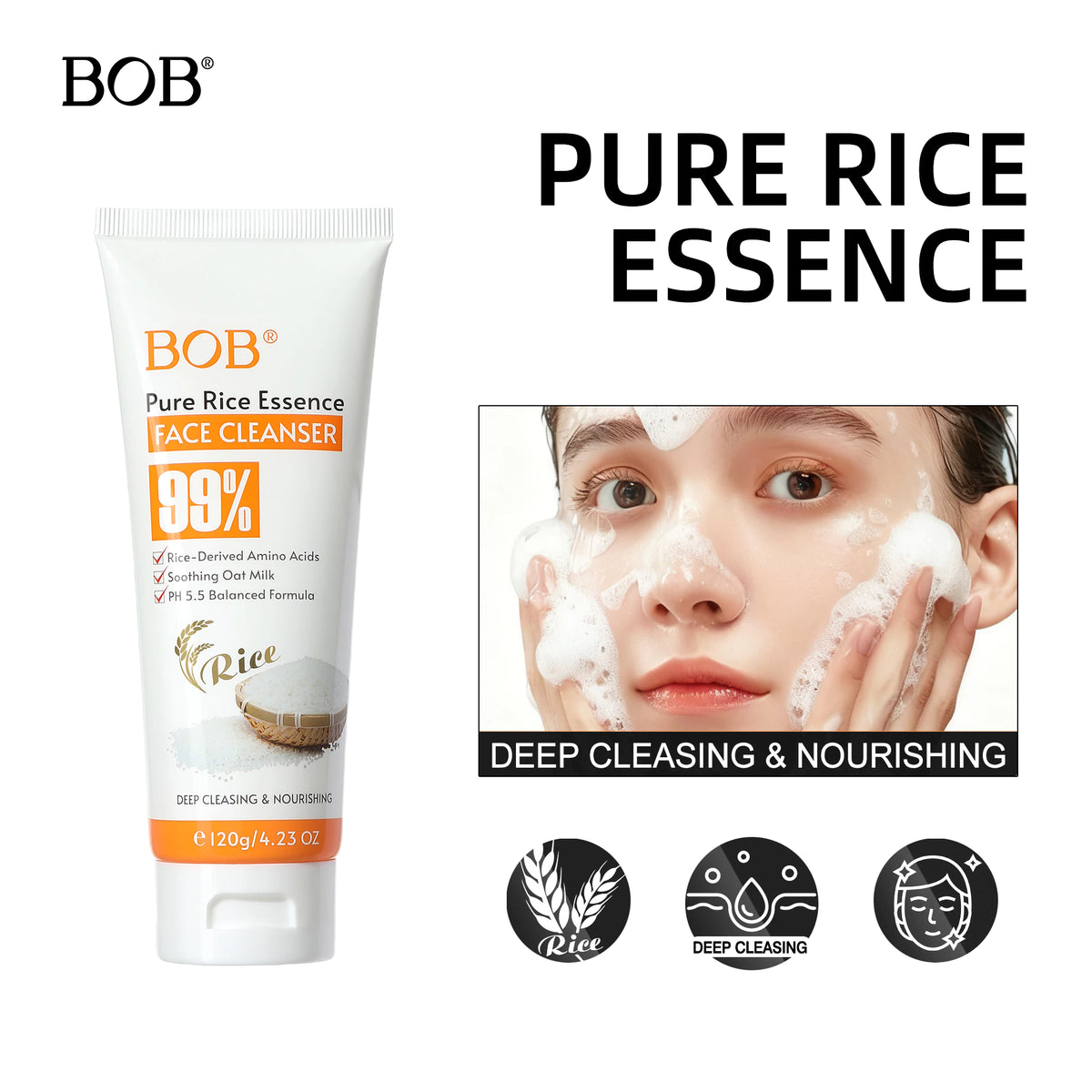 BOB Pure Rice Essence Face Cleanser 120g