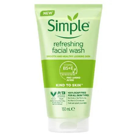 Simple Refreshing Facial Wash Smooth And Healthy Looking Skin Vitamin B5+E Pro Amino Acids Kind To Skin 150ml