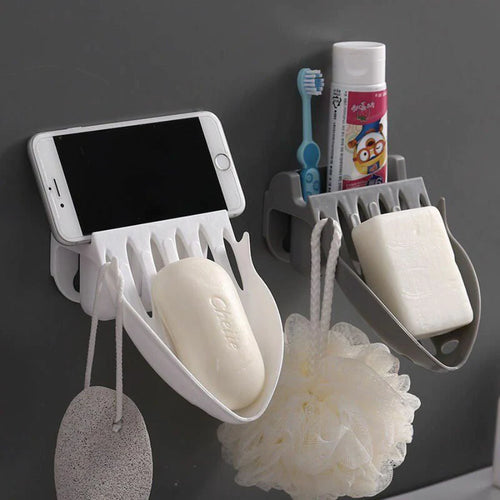 Soap Drain Holder Self-Adhesive With Hook Rack for Home Dormitory Kitchen Bedroom Phone Holder