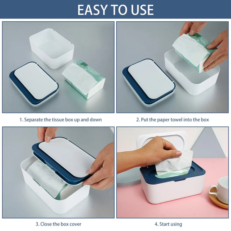 Multifunctional Dustproof Wet Tissue Box Flip Top Storage Box