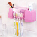 Multifunctional Wall Mounted Toothbrush Holder 5 Toothbrush Holding Slot Toothbrush Storage Rack Organizer