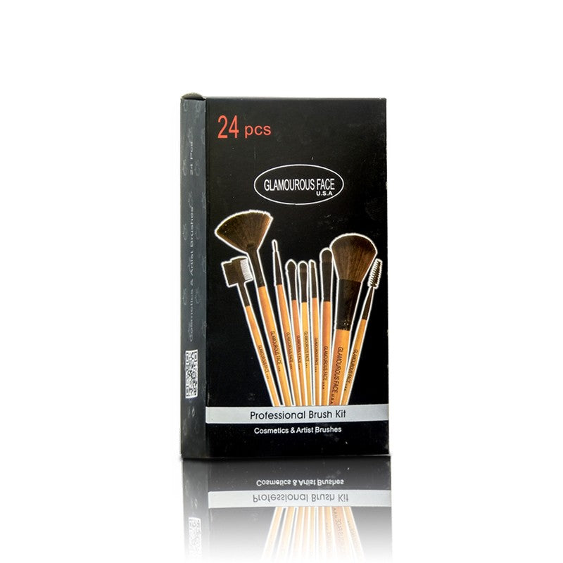 Glamorous 24 Piece Leather Brushes Set