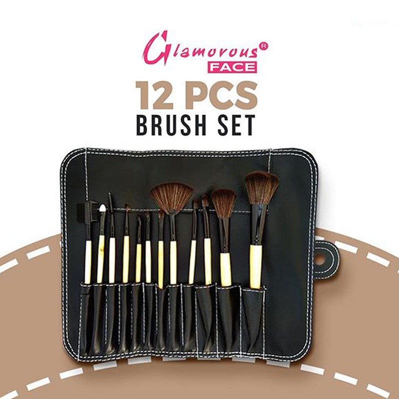 Glamorous Face 12 Piece Leather Brush set