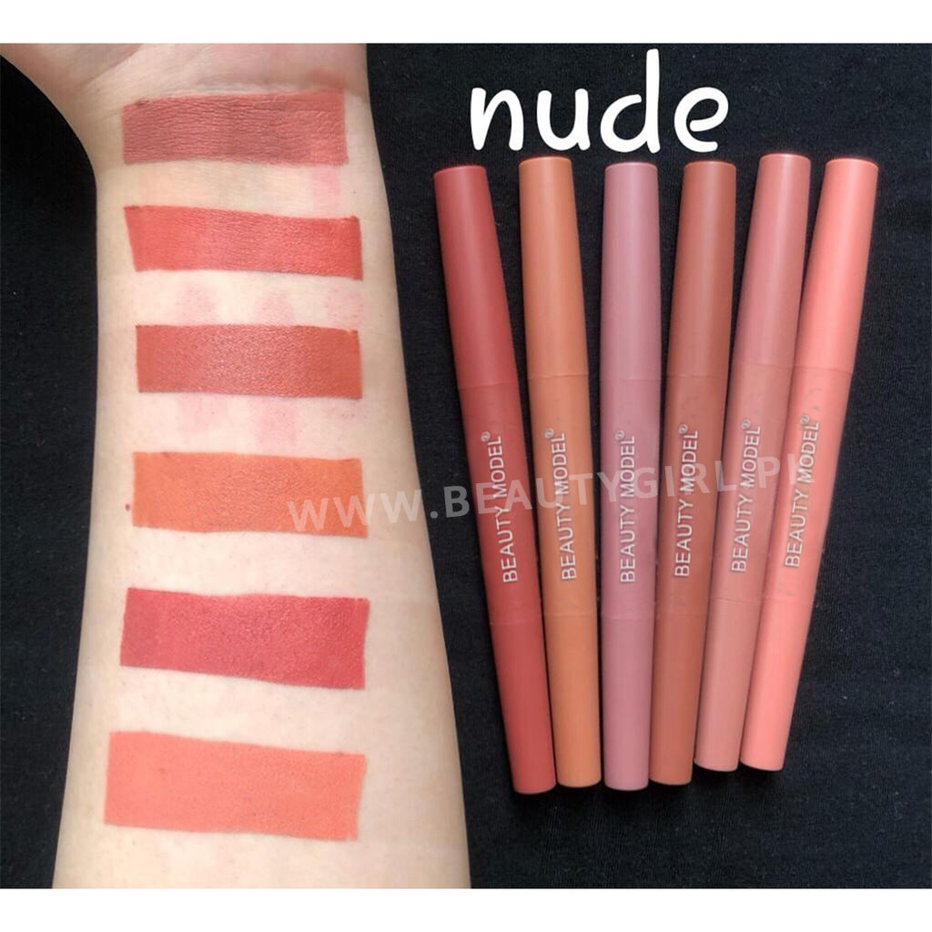 Beauty Model 2in1 Nude Lip Liner + Lip Stick (Pack of 6)
