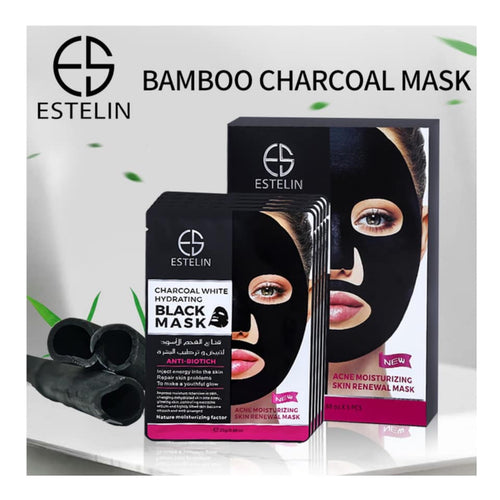 Estelin Charcoal White Hydrating Black Mask 5pcs