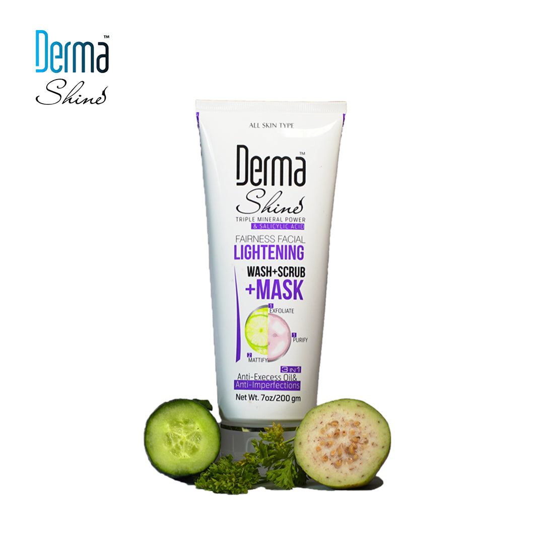 DERMA SHINE LIGHTENING WASH+SCRUB AND MASK (3 IN 1)