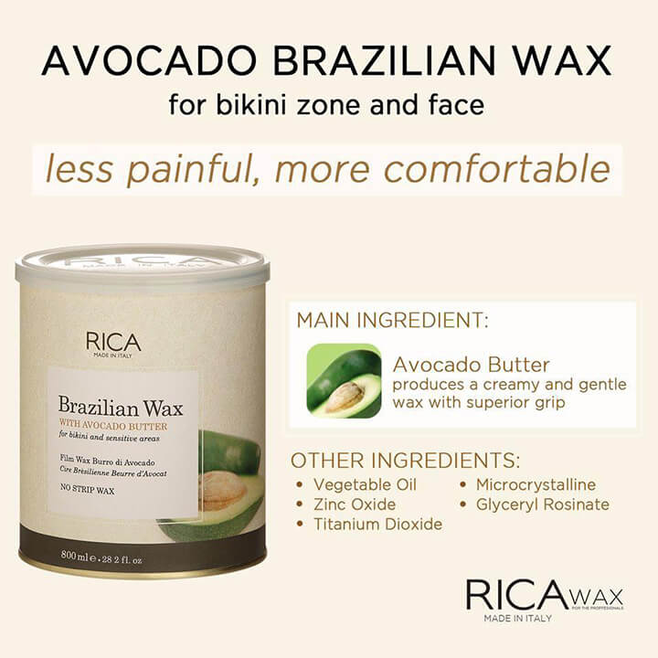 Rica Avocado Butter Brazilian No Strip Wax, For Bikini & Sensitive Area, 800g