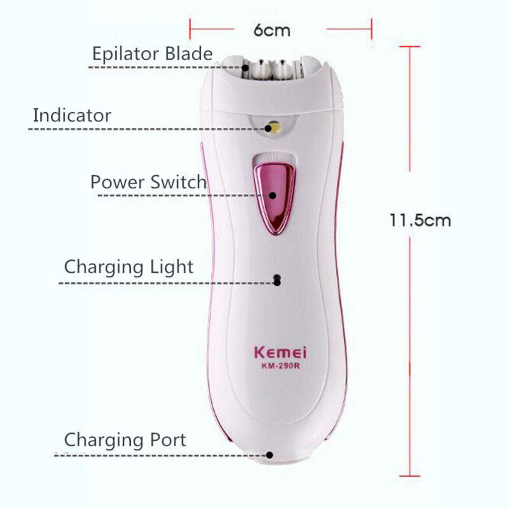 Kemei Rechargeable White Lady Epilator Shaver (Km-290R)