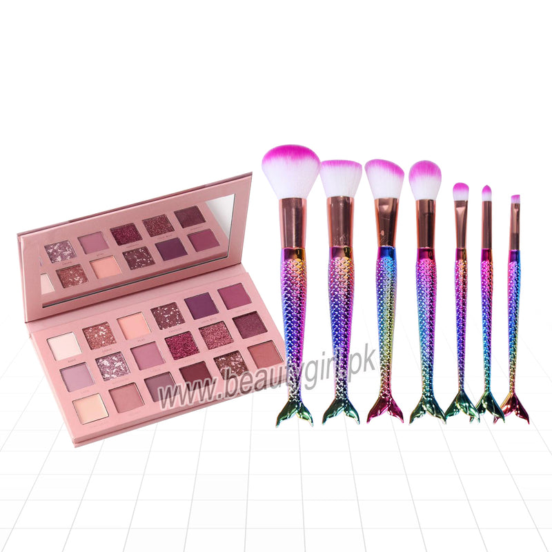 Miss Rose Nude Eyeshadow Pallete & Note 7Pcs Makeup Brush Sets