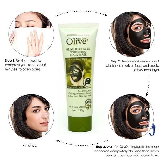 Allergy-free Olive Black Face Mask with Milk Whitening Formula