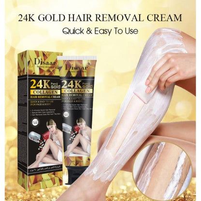 DISAAR 24K PURE GOLD COLLAGEN HAIR REMOVAL CREAM (100ML)