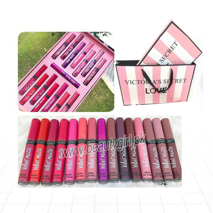 VICTORIA'S SECRET VELVET MATTE CREAM LIPGLOSS BOX 15Pcs