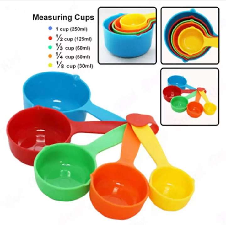 5 Piece Multicolor Measuring Cup Spoon Set for Precise Cooking & Baking