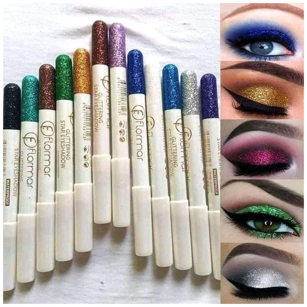 Flormar Glitter Eye-Shadow Pencil (Pack Of 12 Multicolor)