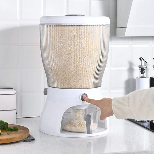 4-Partition 360° Rotatable Table Top Grain/Rice Dispenser Grocery Organizer 10Kg Capacity