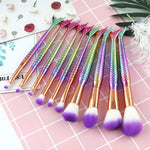 Mermaid Makeup Brush Set, 10 Pcs