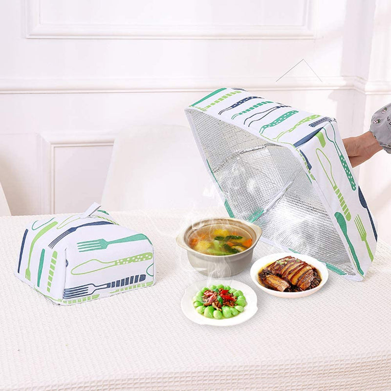 Foldable Portable Thermal Pop-Up Collapsible Insulated Food Cover Tent with Aluminum Foil for Keeping Food Hot (Pack of 2 Small-Large)