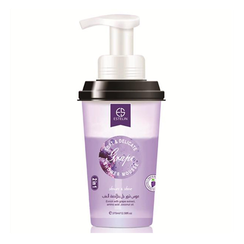 Estelin Grape shower mousse Moisten, relieve skin, clean, cool and refreshing - 370ml