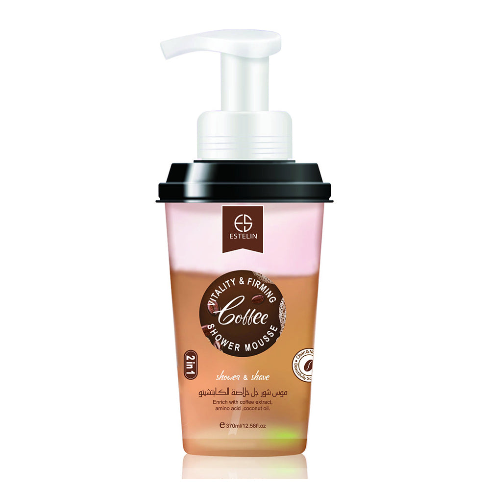 Estelin Cappuccino coffee shower mousse Moisten, relieve skin, clean, cool and refreshing - 370ml