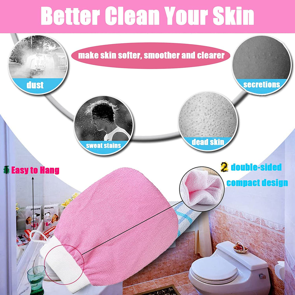 Exfoliating Glove Dead Body Scrubber, Deep Exfoliating Mitt for Body, Stimulates Blood Flow for Youthful Glow