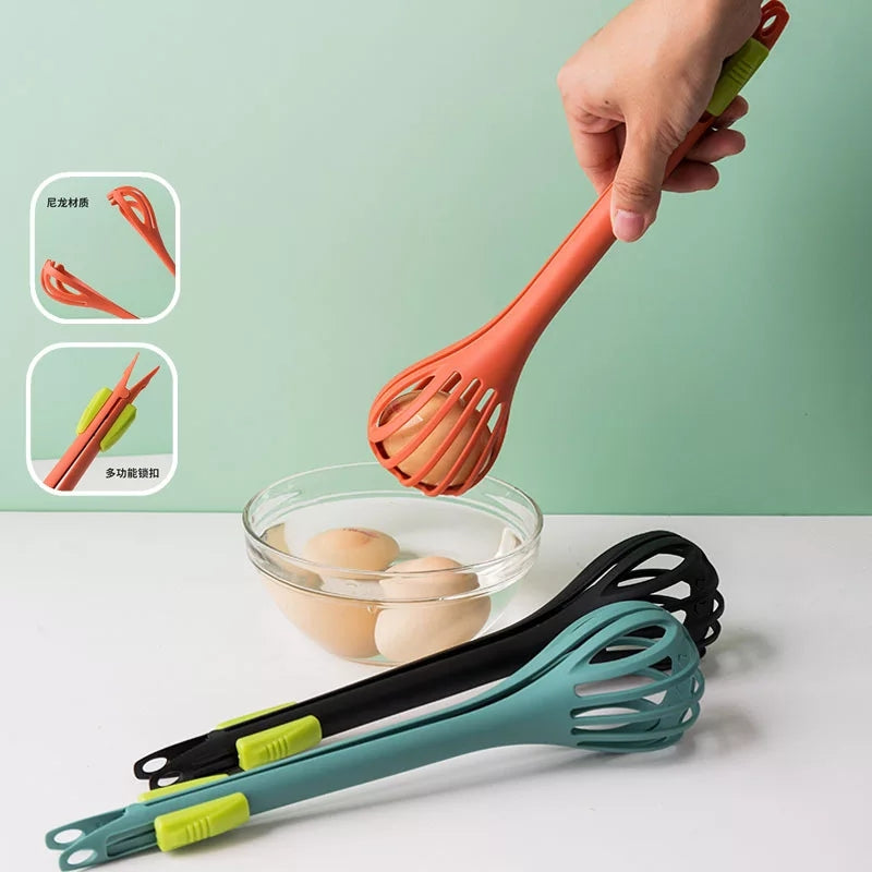 Multifunctional Egg Beater Eggs Milk Whisk Pasta Tongs Food Clip Manual Mixer