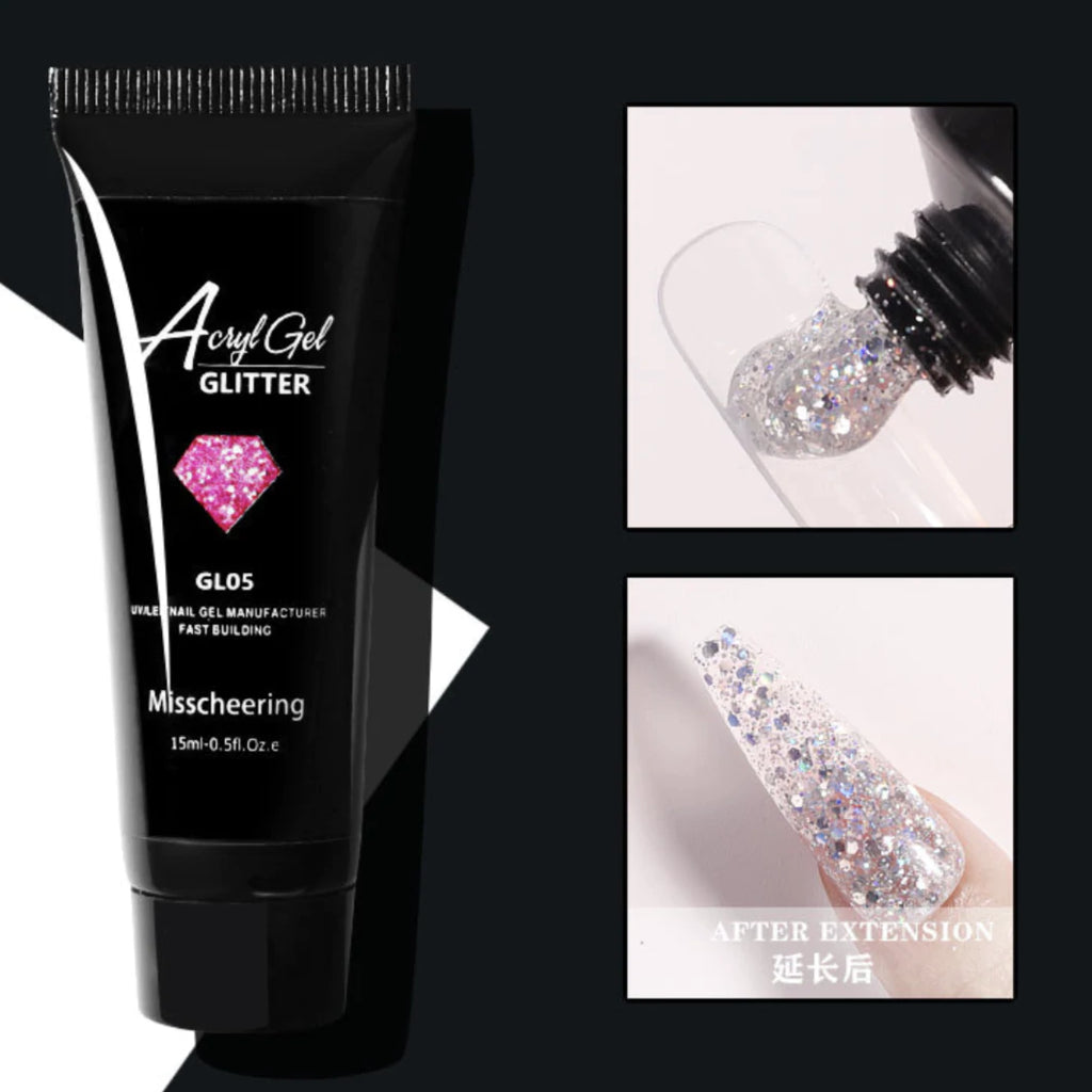 Polygel Glitter Tube 15ml Pack of 5