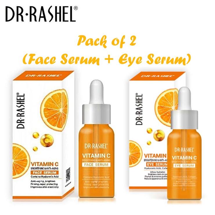 Dr.Rashel Vitamin C Brightening & Anti Aging Face Serum + Eye Serum - Pack of 2