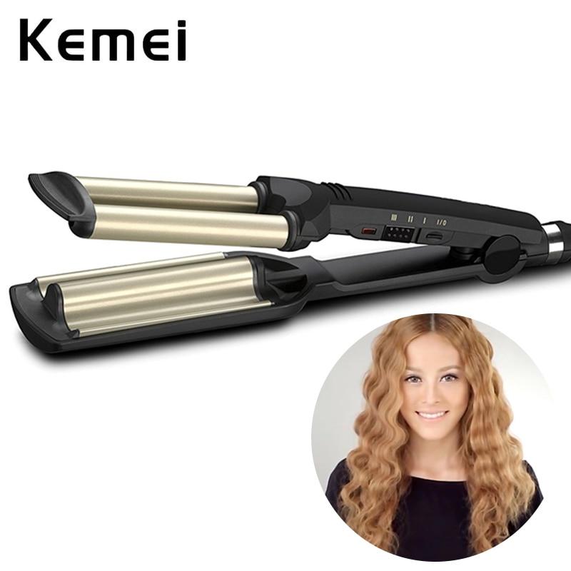 Kemei KM-2022 Hair Curling Ceramic 3 Barrel Clamp Curler