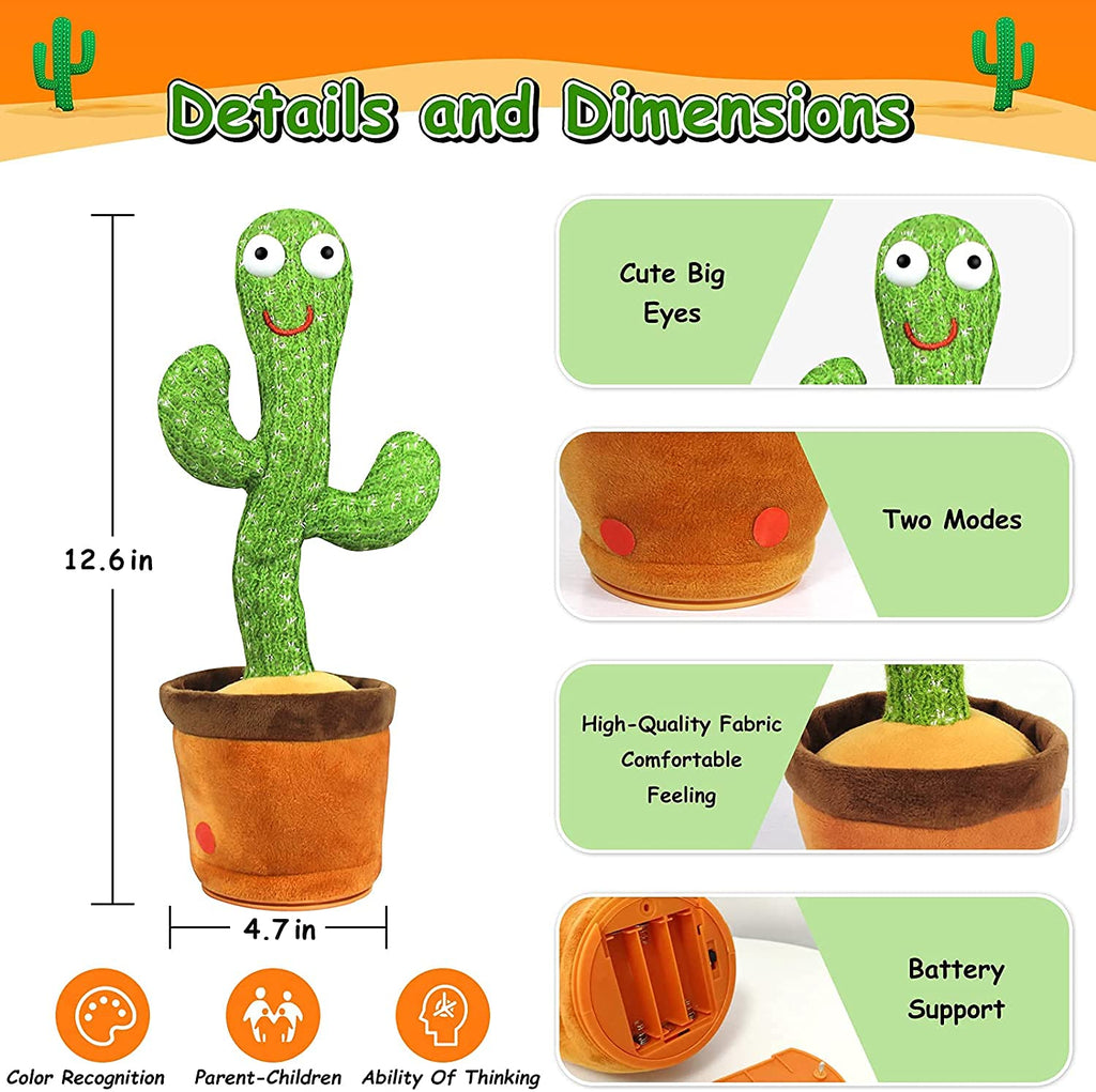 Cute Dancing And Talking Cactus Toy With Hat & 120 Songs (Usb Charging)