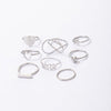 Fashion Jewellery 8 Pcs Silver Geometric Ring