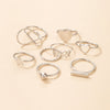 Fashion Jewellery 8 Pcs Silver Geometric Ring