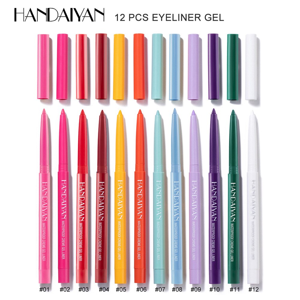 Handaiyan Creme Gel Neon Eyeliner Pen Waterproof (Set of 12pcs)