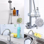Adjustable Stainless Steel Sink Sponge Drainer Bathroom Soap Shampoo Storage Shelf