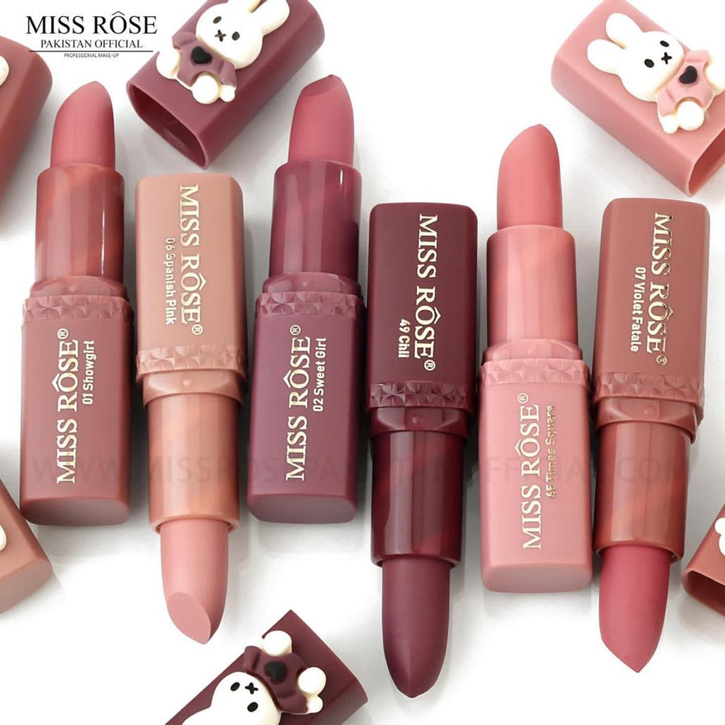 Miss Rose Pack Of 6 Semi Matte Bear Lipstick Set – beautygirl-pk