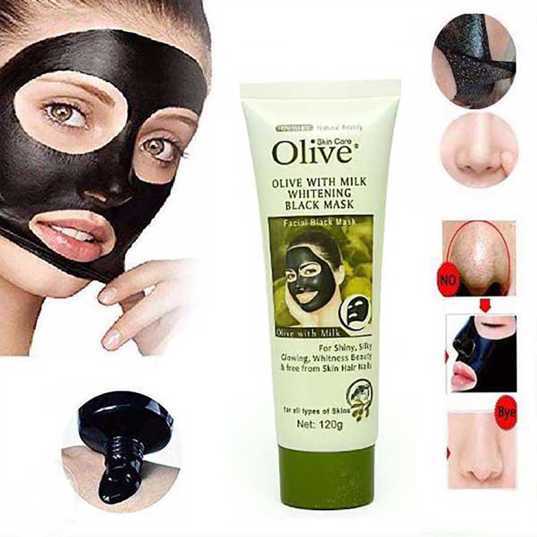 Allergy-free Olive Black Face Mask with Milk Whitening Formula