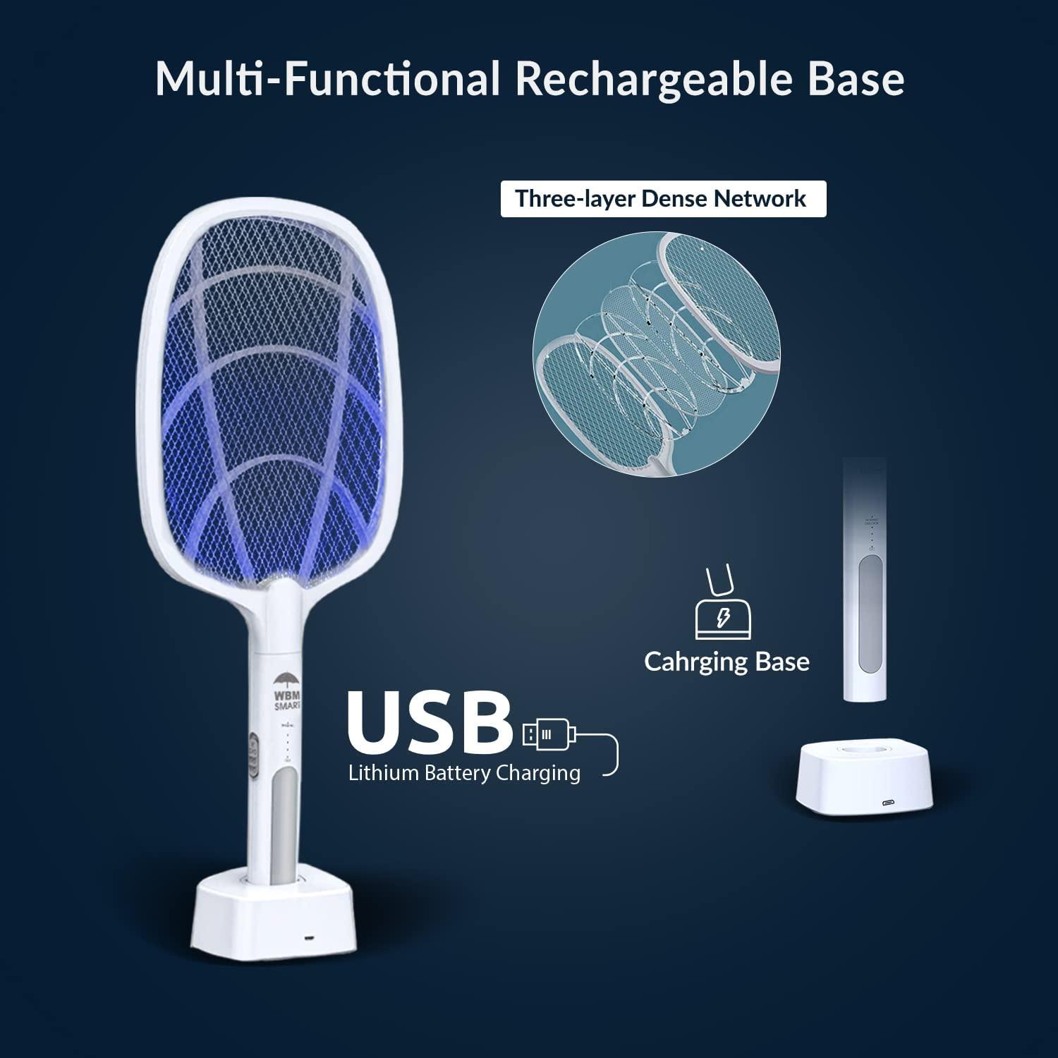 Rechargeable Electric Mosquito Killer Racket Glow Electric Fly Swatter, Rechargeable Bug Zapper