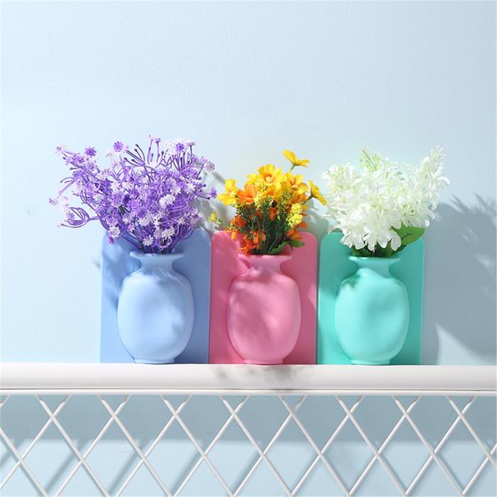 Silicone Flower Vase Self-Adhesive Home Decoration