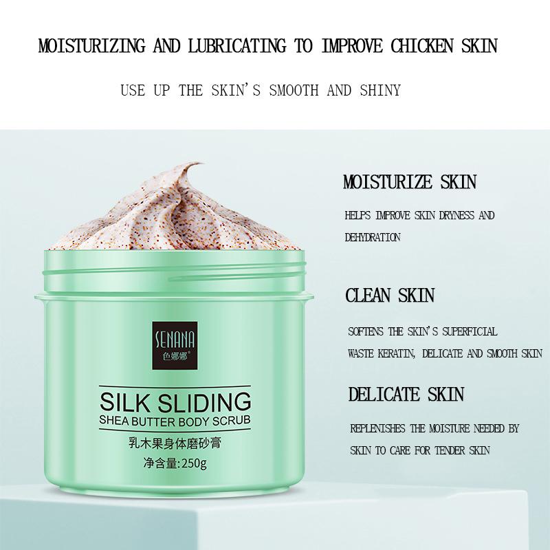 Senana Women's Silk Sliding Shea Butter Body Scrub Exfoliating Deep Cleansing Gel 250g